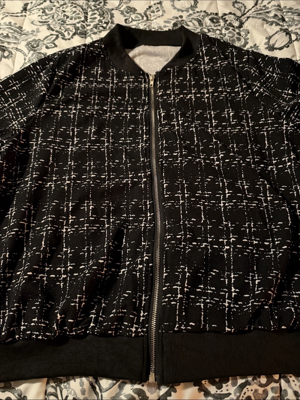 Black & White Patterned Bomber shirt- Women's